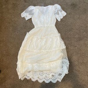 “Devoted to you midi dress” Brand new, cute lace white dress!